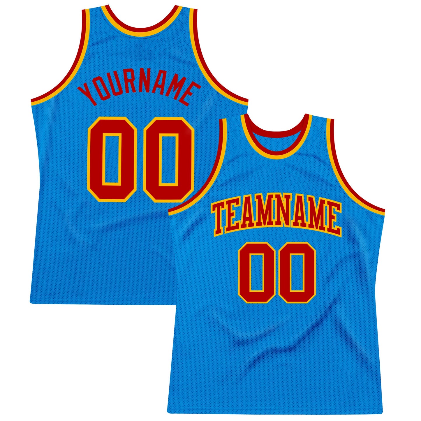 Custom Blue Red-Gold Authentic Throwback Basketball Jersey