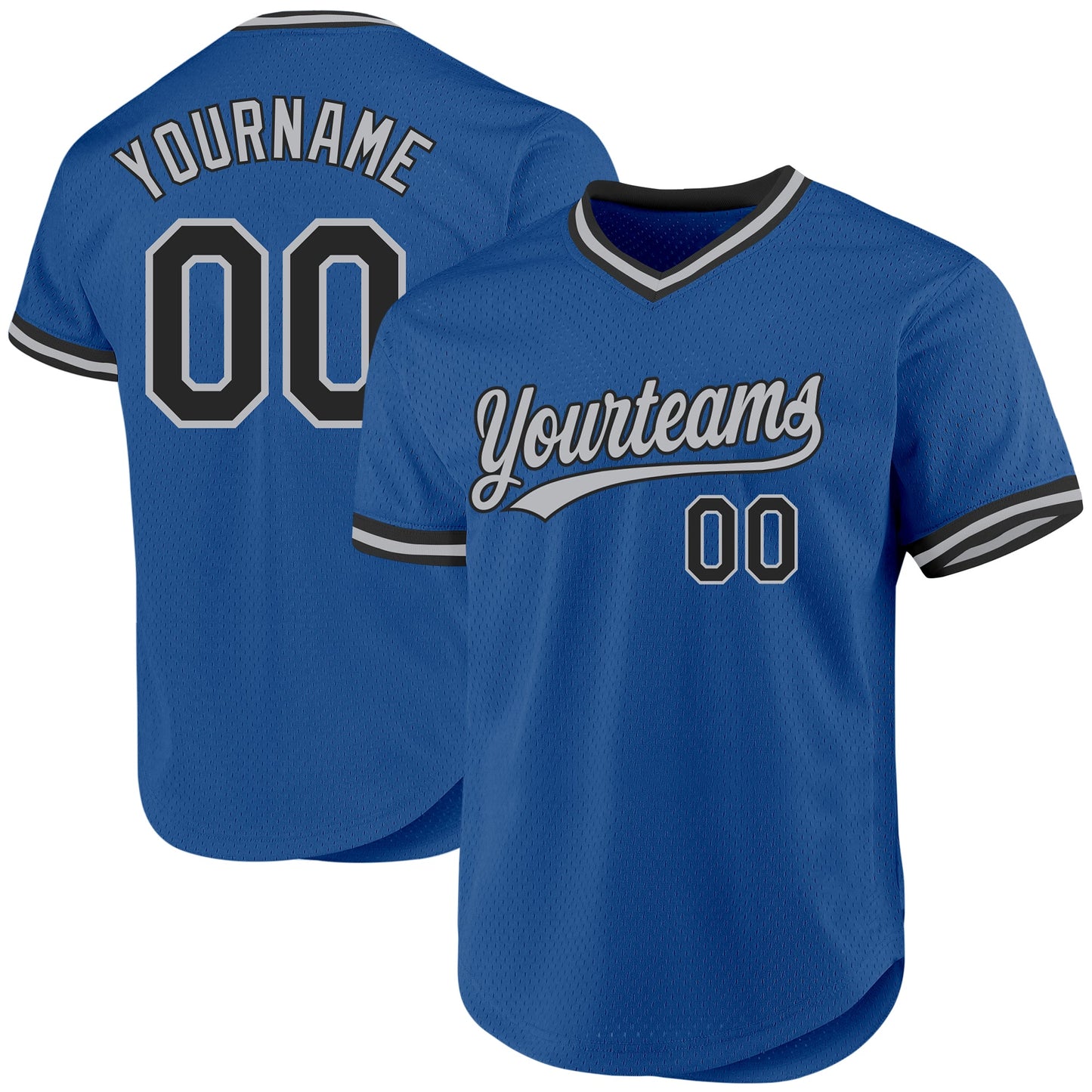 Custom Blue Black-Gray Authentic Throwback Baseball Jersey
