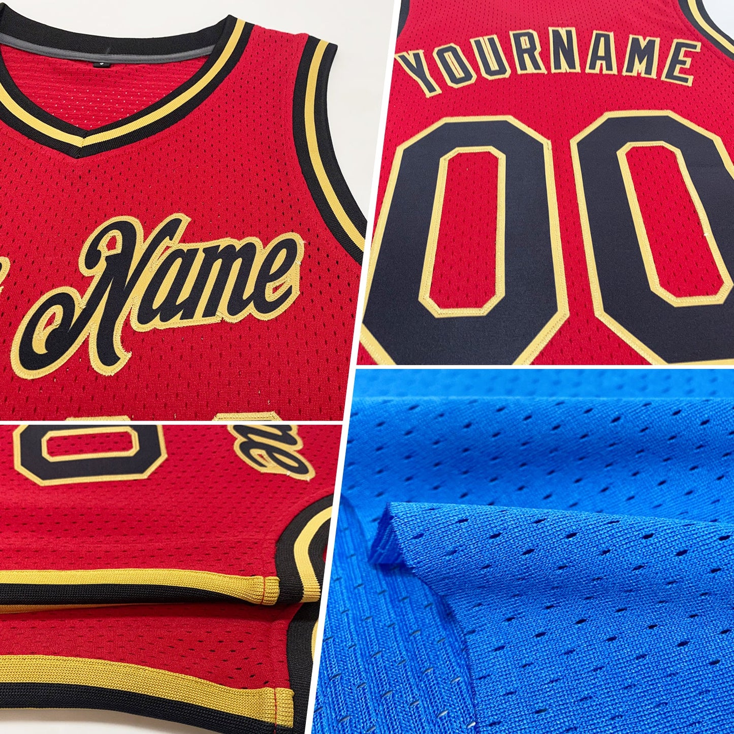 Custom Blue Navy-Gold Authentic Throwback Basketball Jersey