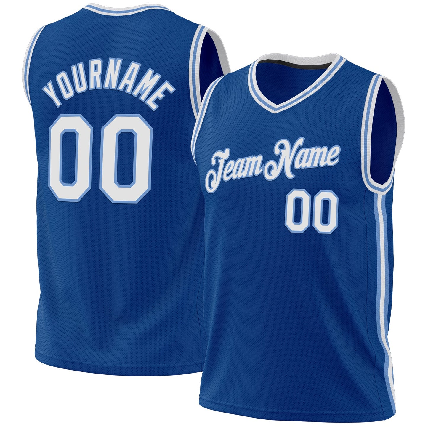 Custom Blue White-Light Blue Authentic Throwback Basketball Jersey