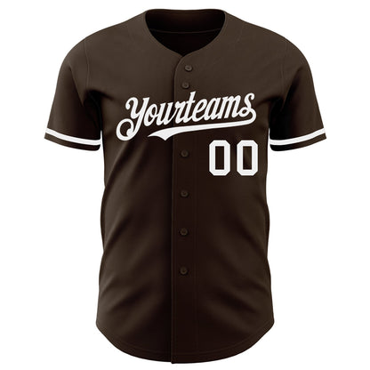 Custom Brown White Authentic Baseball Jersey