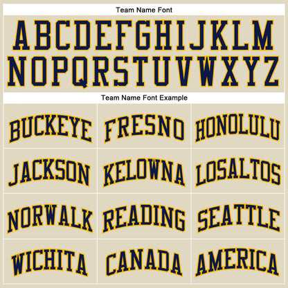 Custom Cream Navy Pinstripe Navy-Gold Authentic Basketball Jersey