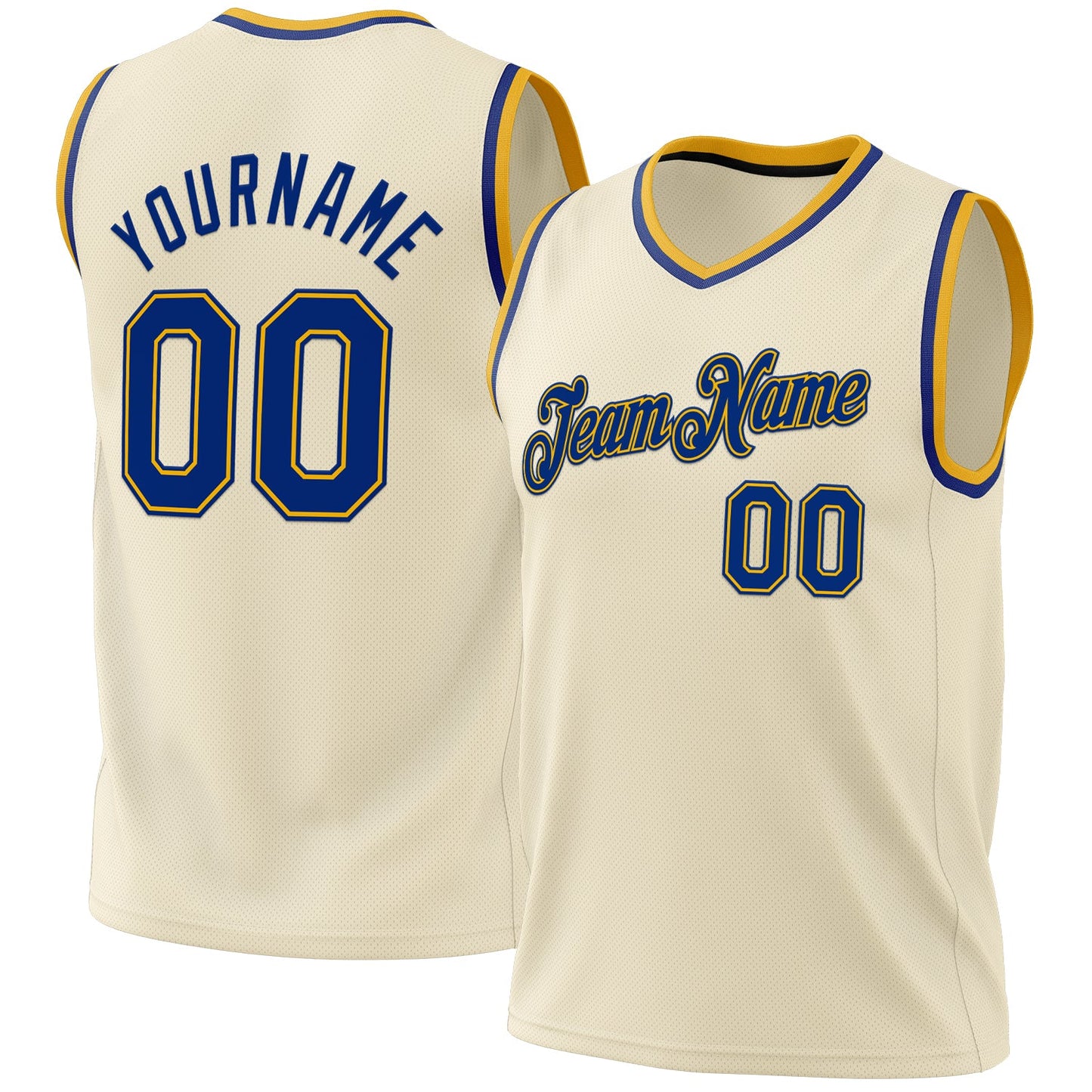 Custom Cream Royal-Gold Authentic Throwback Basketball Jersey