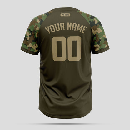 Custom Army Green Two-Button Baseball Jersey