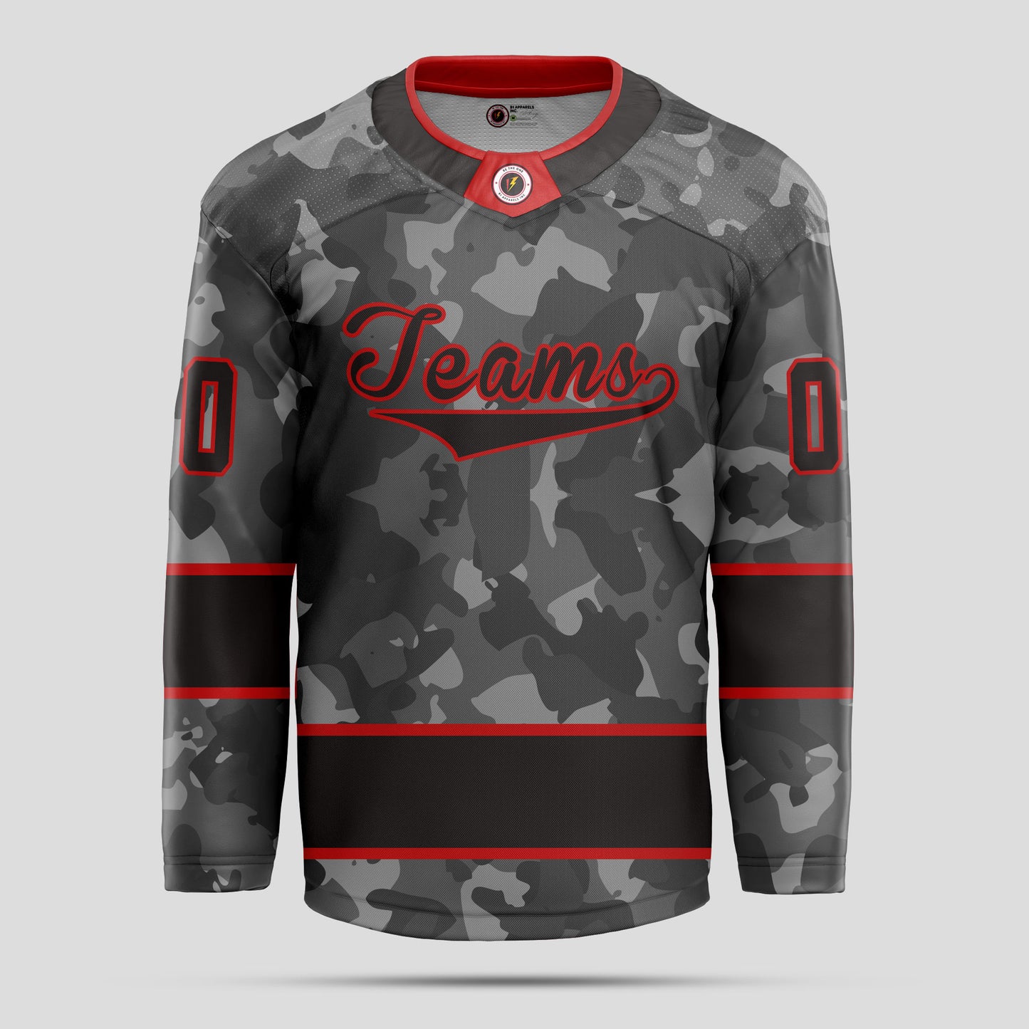 Custom Authentic Black and Red Camo Hockey Jersey - Personalized & Premium