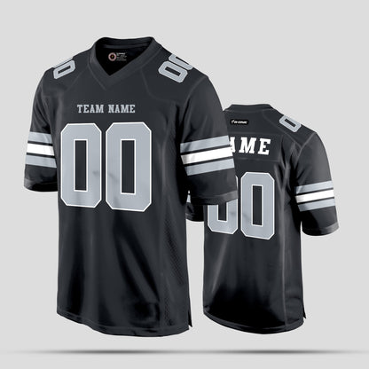 Custom Authentic Black, White, and Grey Football Jersey - Premium Teamwear