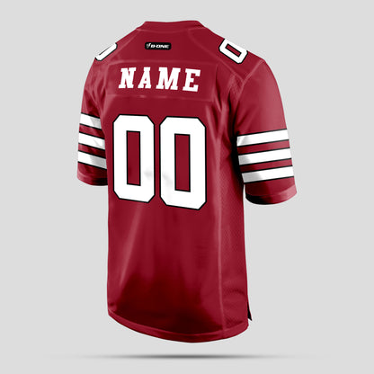 Custom Authentic Cardinal and White Football Jersey with Personalized Team Name