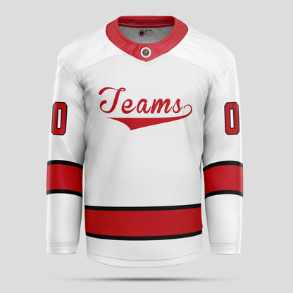 Custom Authentic White, Black, and Red Hockey Jersey - Premium Quality & Personalized