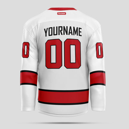 Custom Authentic White, Black, and Red Hockey Jersey - Premium Quality & Personalized