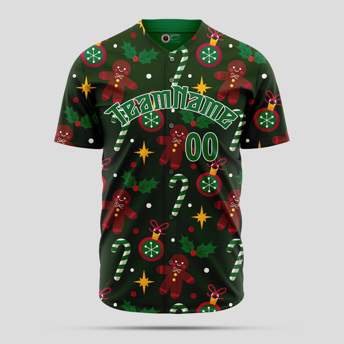 Custom Black, Green & Red 3D Christmas-Themed Authentic Baseball Jersey