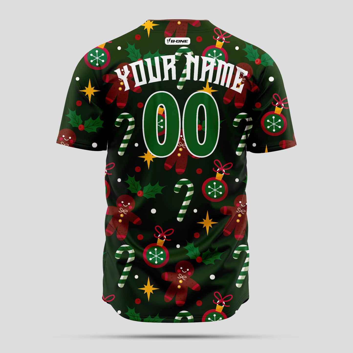 Custom Black, Green & Red 3D Christmas-Themed Authentic Baseball Jersey