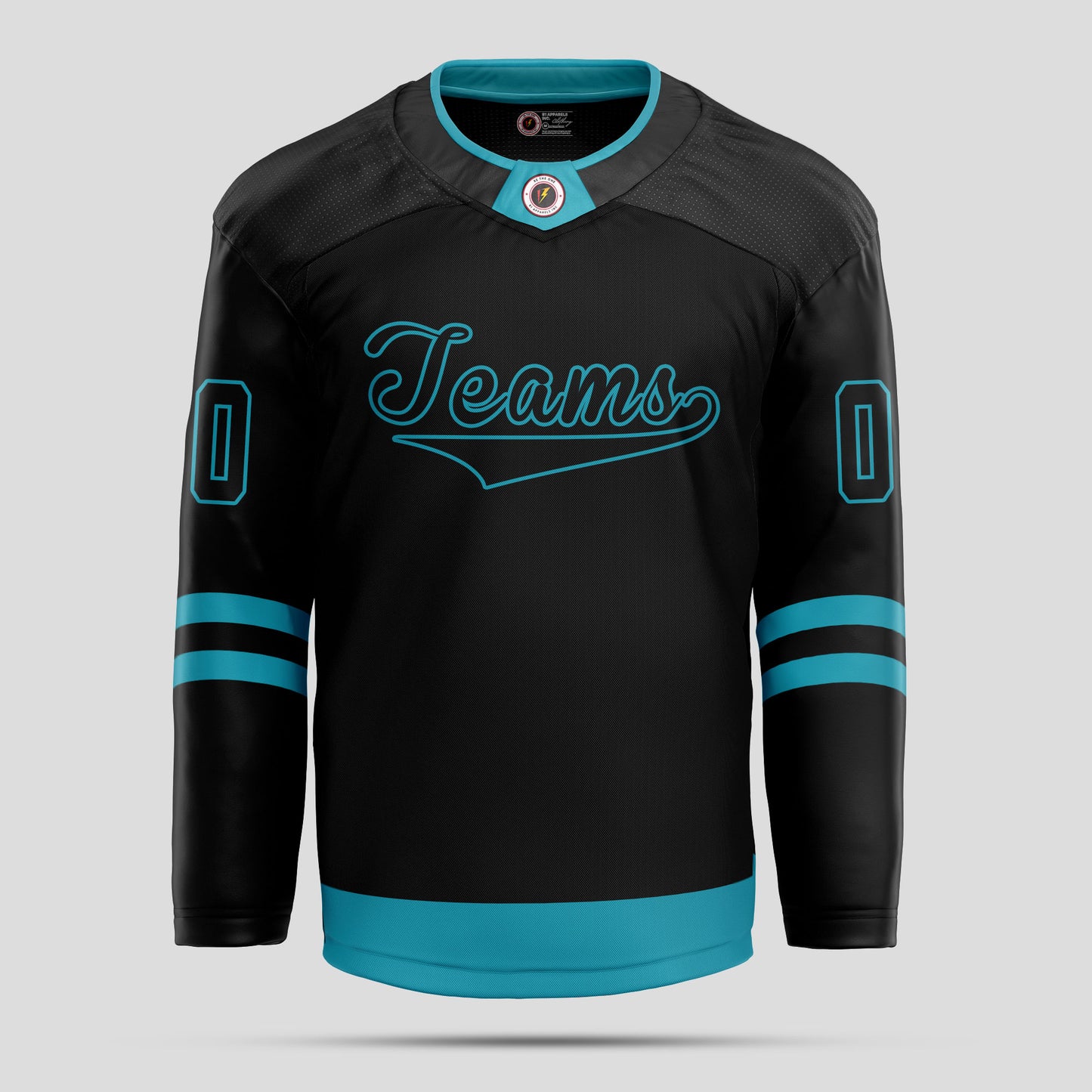 Custom Black and Light Blue Quality Hockey Jersey