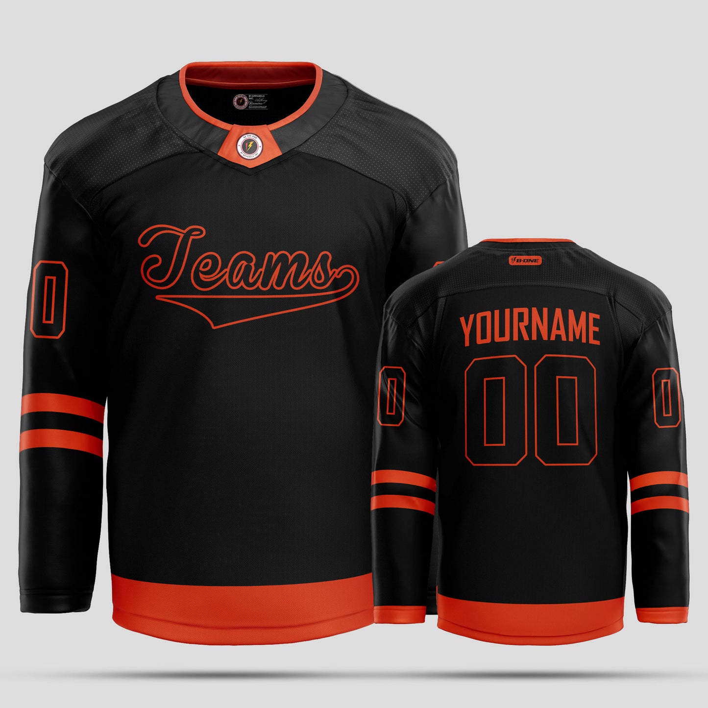 Custom Black and Orange Fine Quality Hockey Jersey