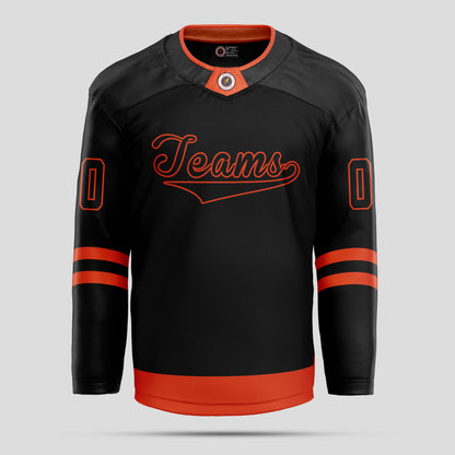 Custom Black and Orange Fine Quality Hockey Jersey