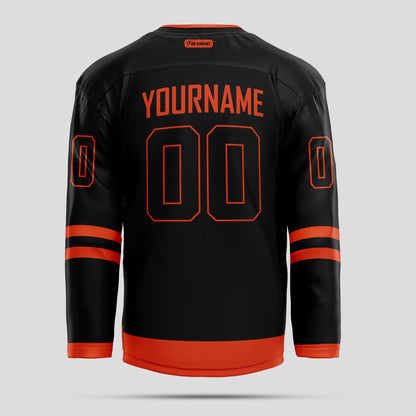 Custom Black and Orange Fine Quality Hockey Jersey