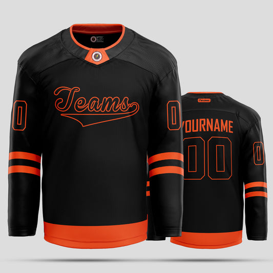 Custom Black and Orange Quality Hockey Jersey