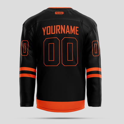 Custom Black and Orange Quality Hockey Jersey