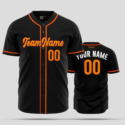 Custom Premium Black, Orange & White Baseball Jersey