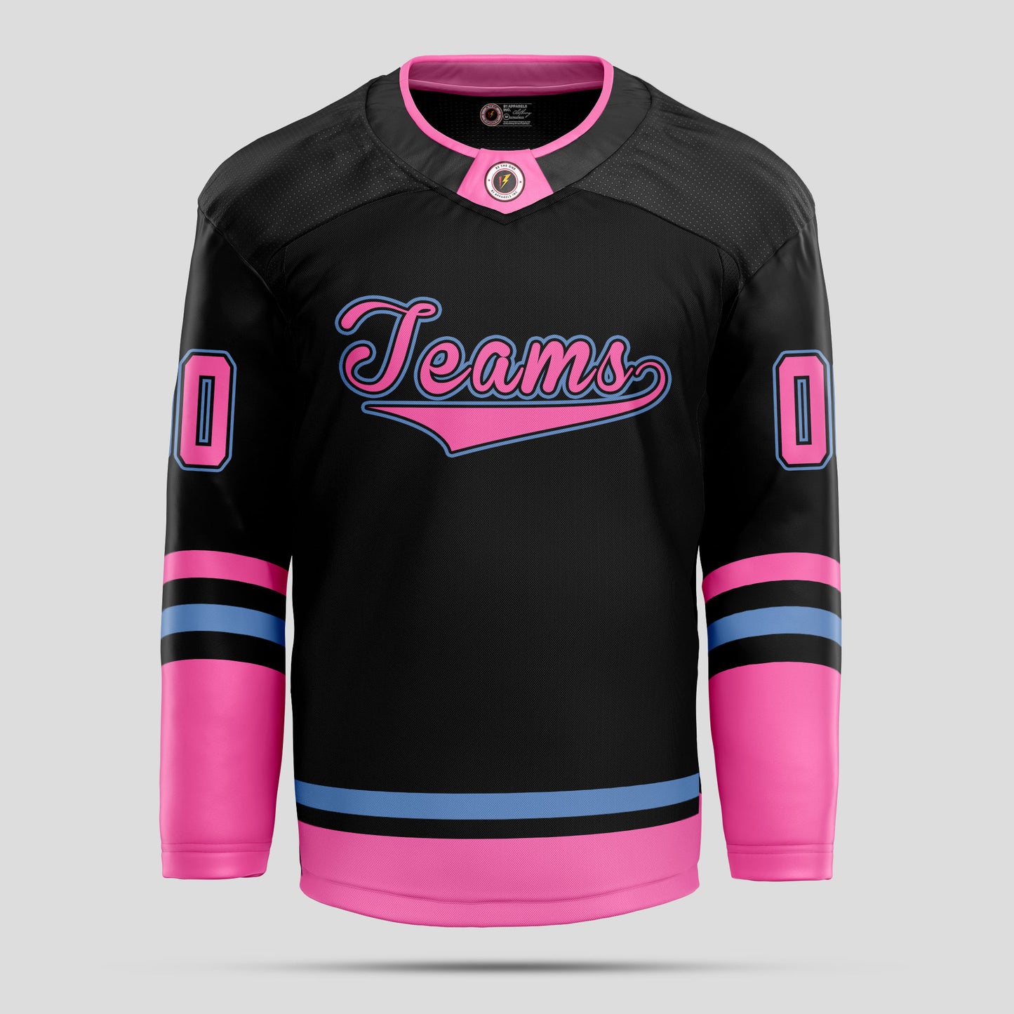 Custom Black and Pink Authentic Hockey Jersey