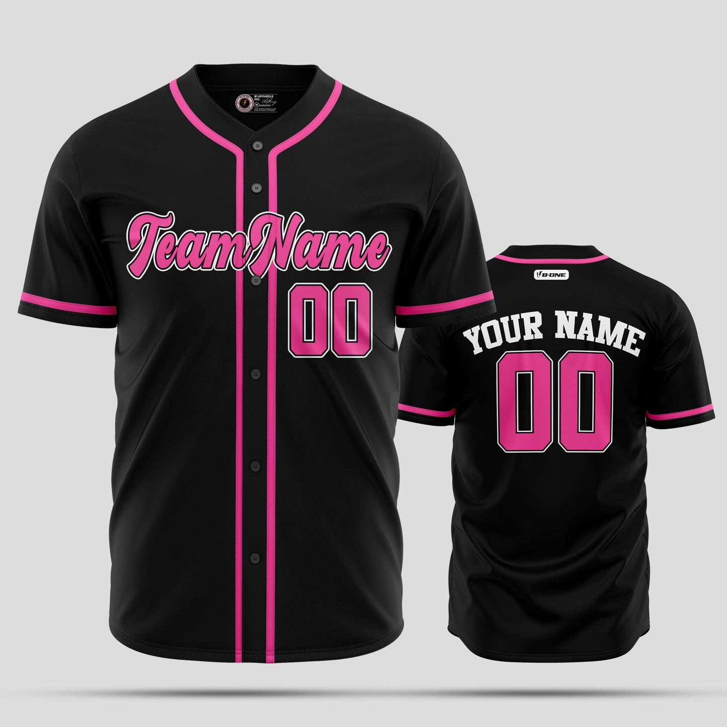 Custom Black, Pink & White Baseball Jersey