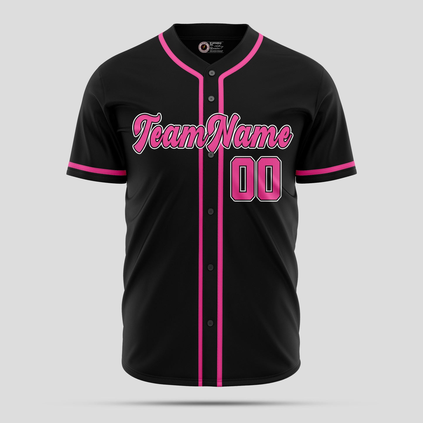 Custom Black, Pink & White Baseball Jersey