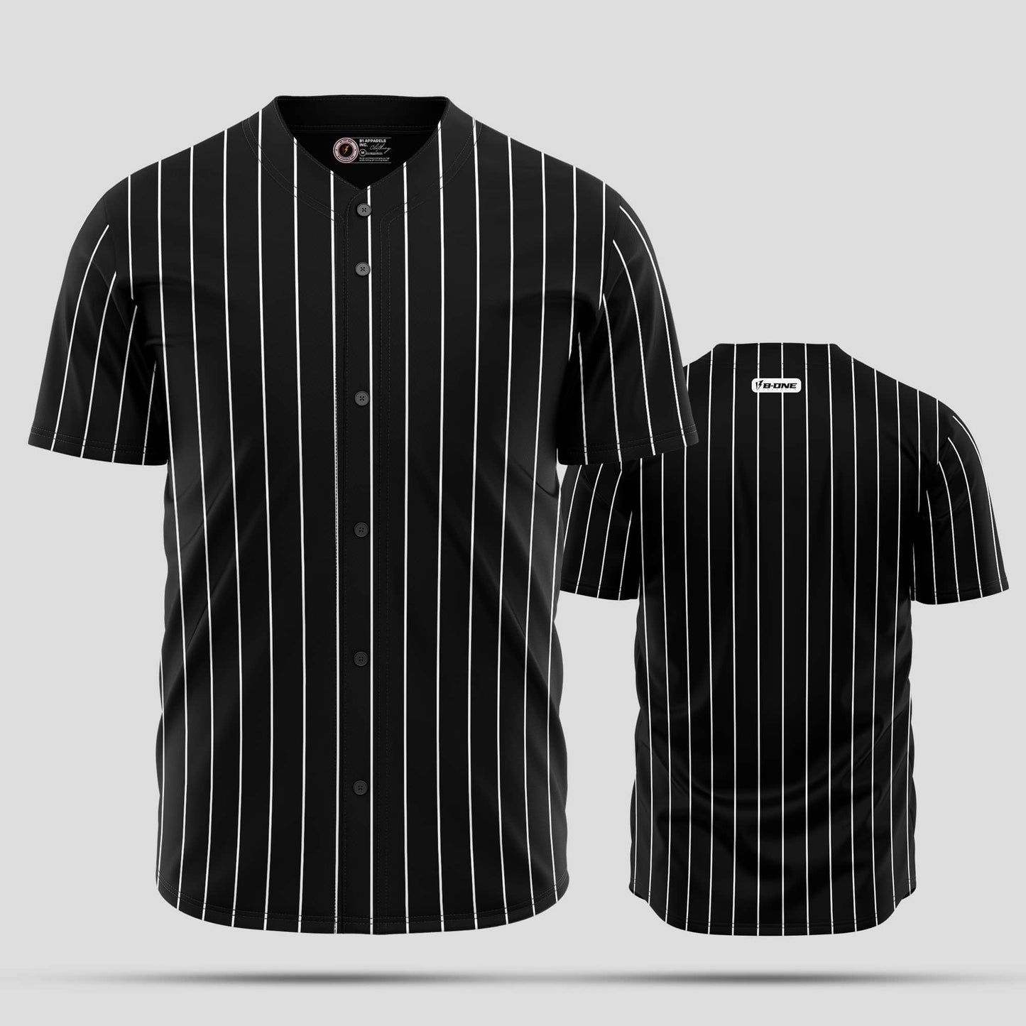 Custom Black Pinstripe Authentic Baseball Jersey