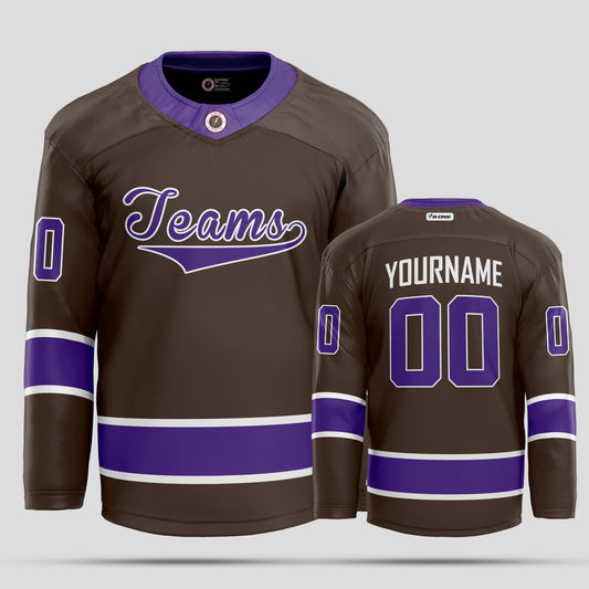 Custom Black and Purple Authentic Hockey Jersey