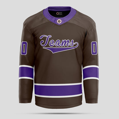 Custom Black and Purple Authentic Hockey Jersey