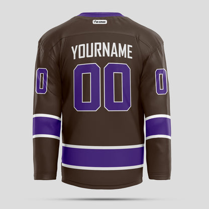 Custom Black and Purple Authentic Hockey Jersey