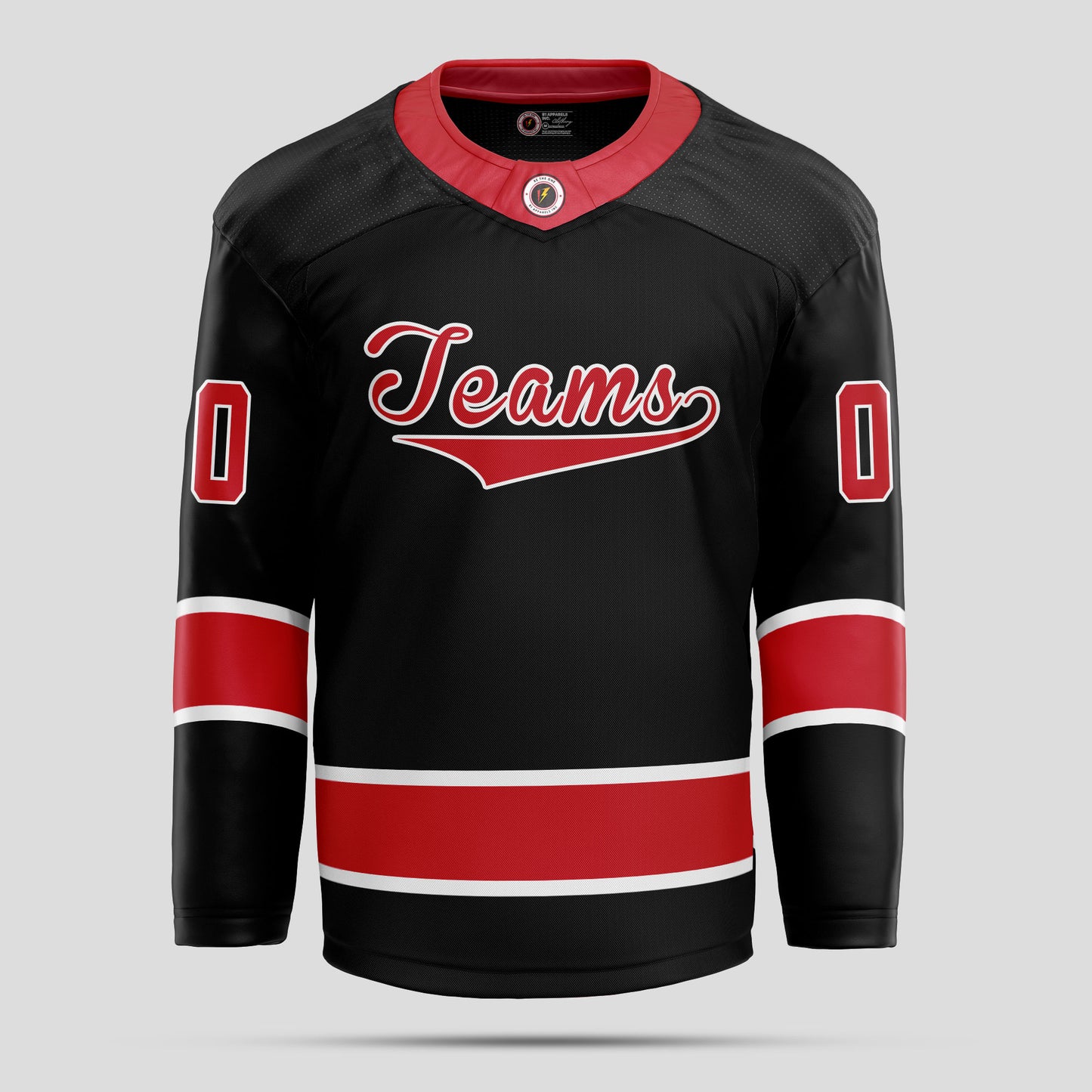 Custom Black and Red Authentic Hockey Jersey