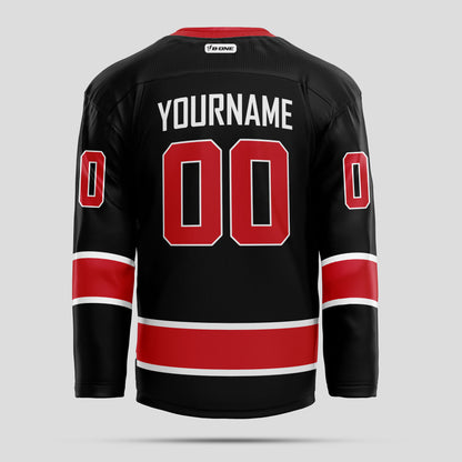 Custom Black and Red Authentic Hockey Jersey