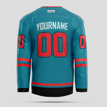 Custom Black and Red Christmas Pattern Hockey Jersey - Premium Quality & Personalized