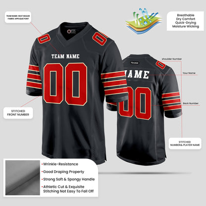 Custom Black and Red High-Quality Football Jersey – Personalized Teamwear