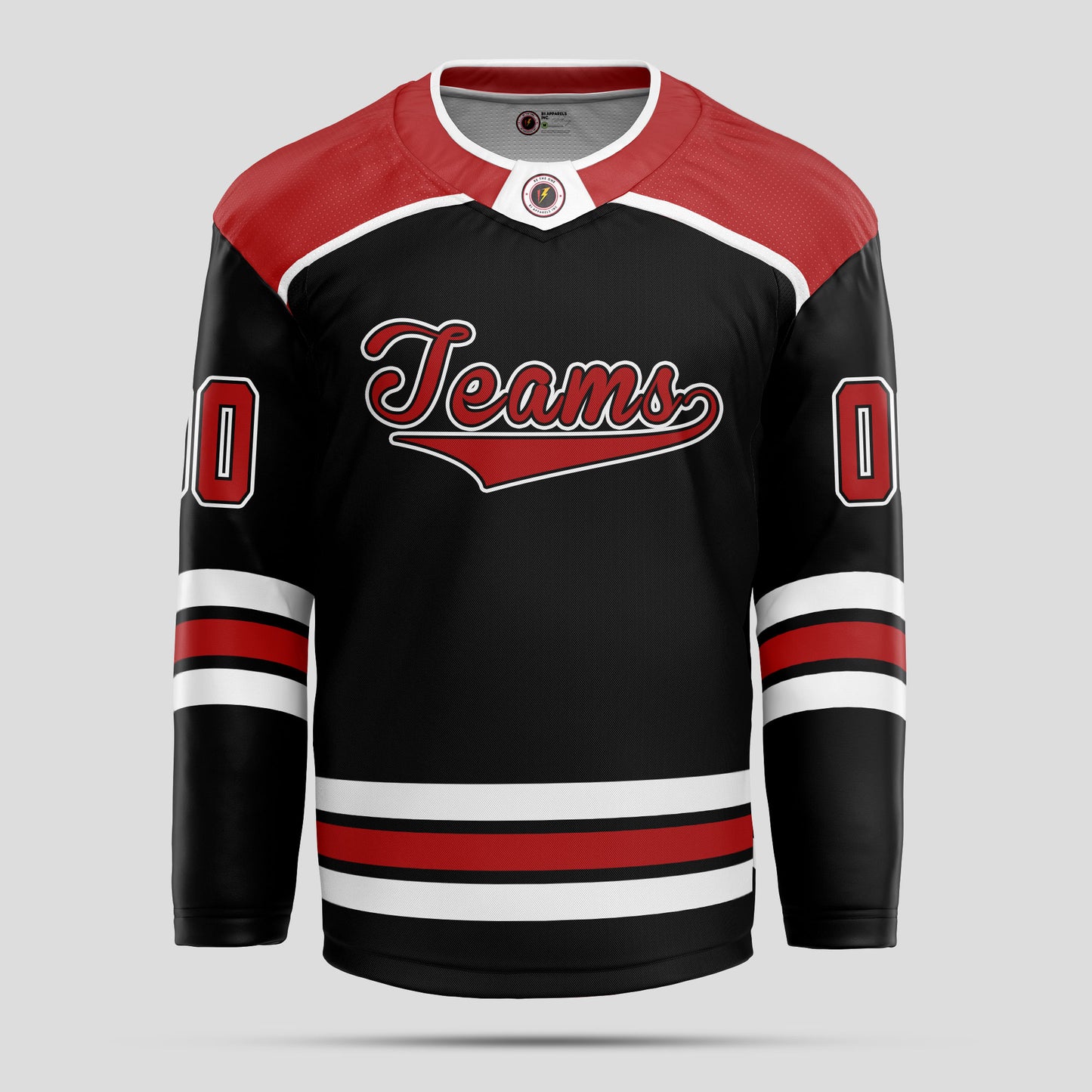 Custom Black, Red, and White Authentic Hockey Jersey