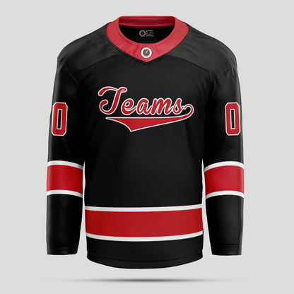 Custom Black, Red, and White High-Quality Hockey Jersey