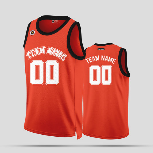 Custom Black, White, and Orange Basketball Jerseys – Team Uniforms