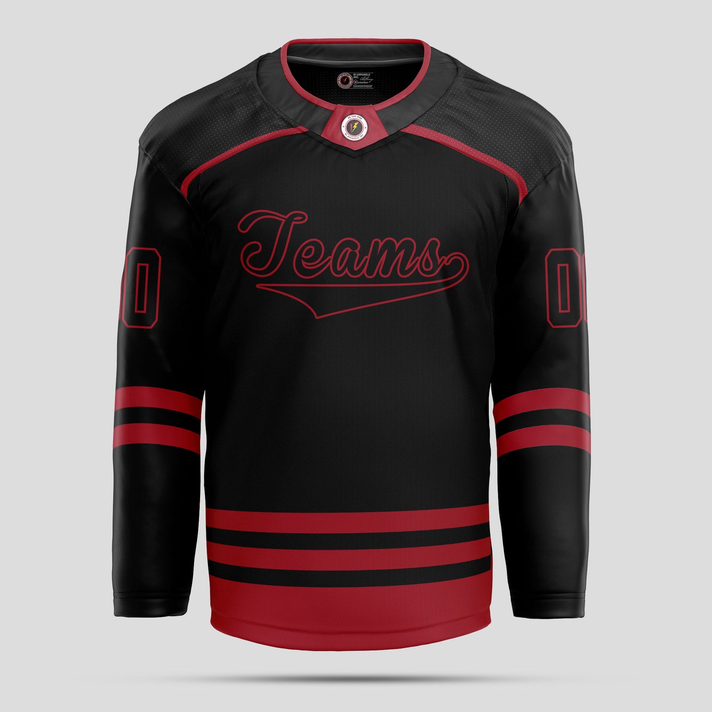 Elite Custom Black and Red Authentic Hockey Jersey