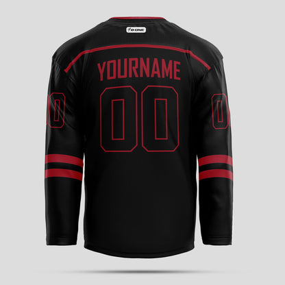 Elite Custom Black and Red Authentic Hockey Jersey