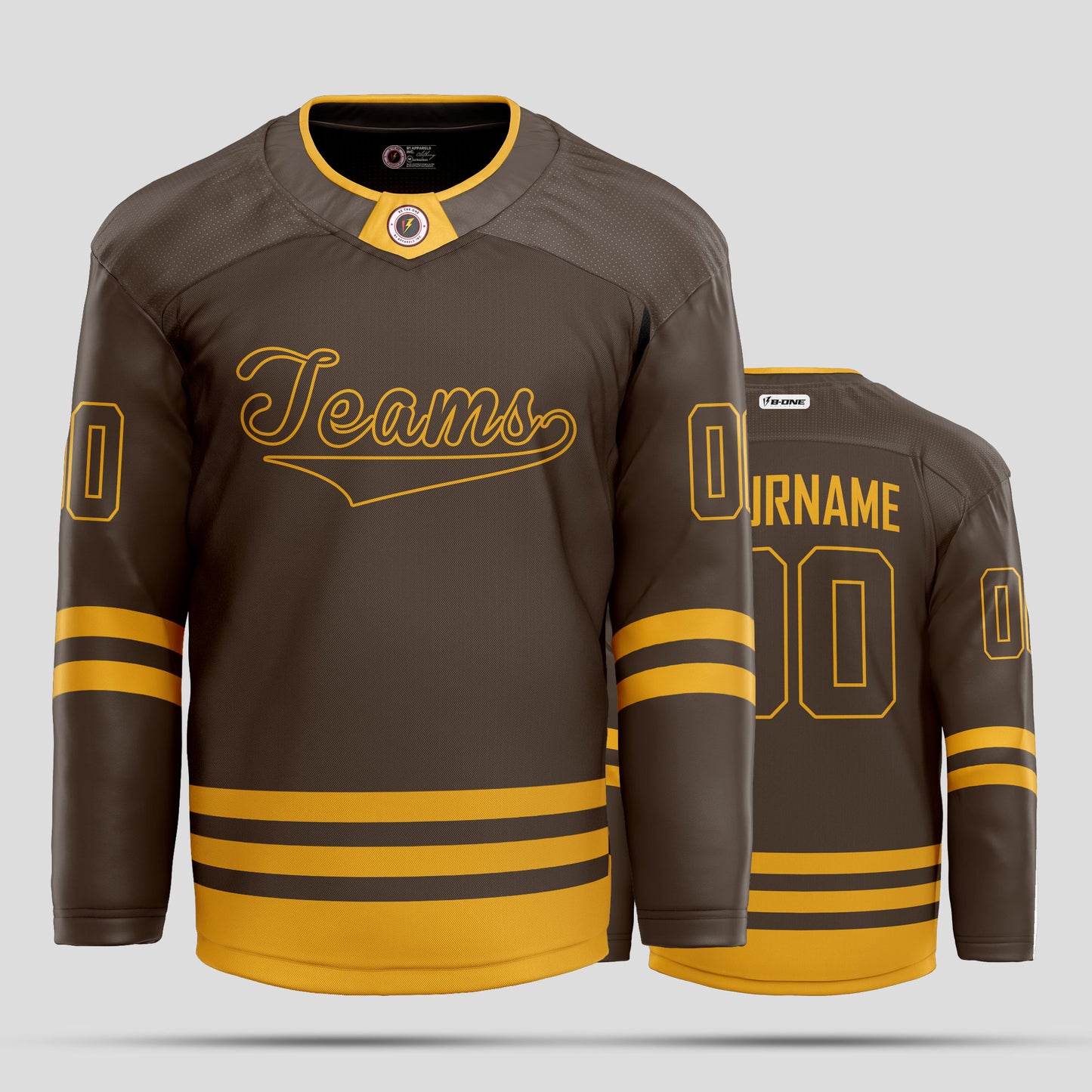 Custom Brown and Gold Hockey Jersey