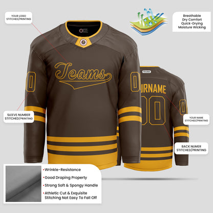 Custom Brown and Gold Hockey Jersey