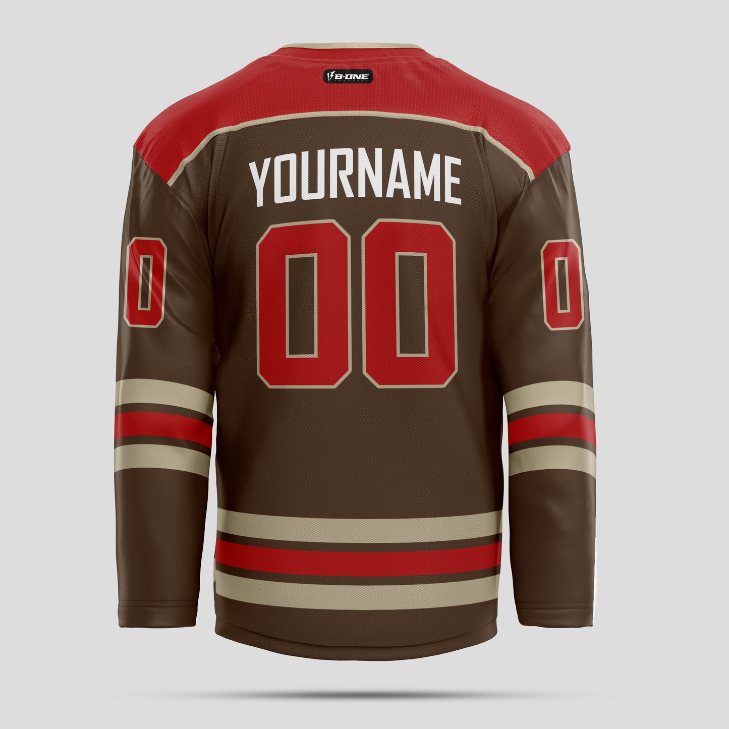 Custom Brown, Red, and Gold Authentic Hockey Jersey