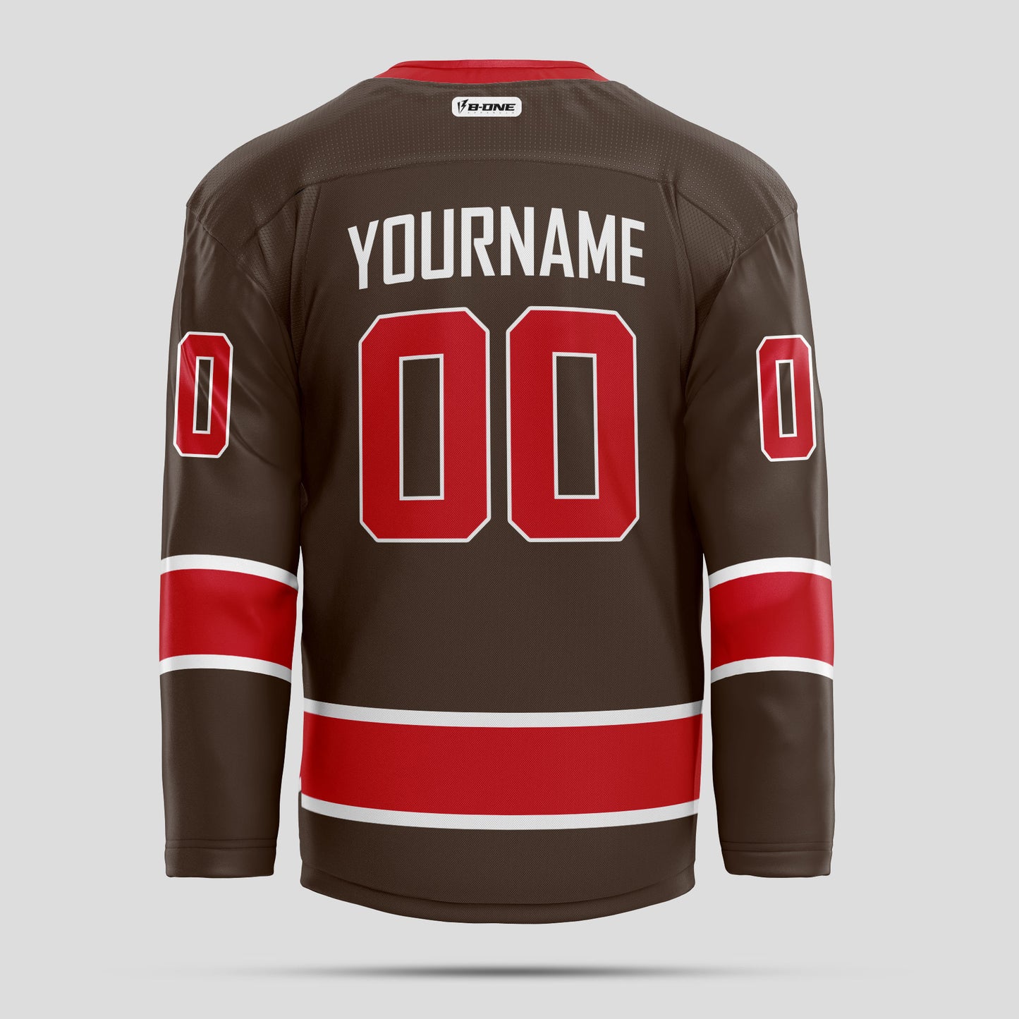 Custom Brown and Red Quality Hockey Jersey