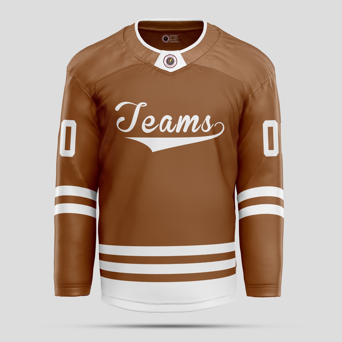 Custom Brown and White Authentic Hockey Jersey