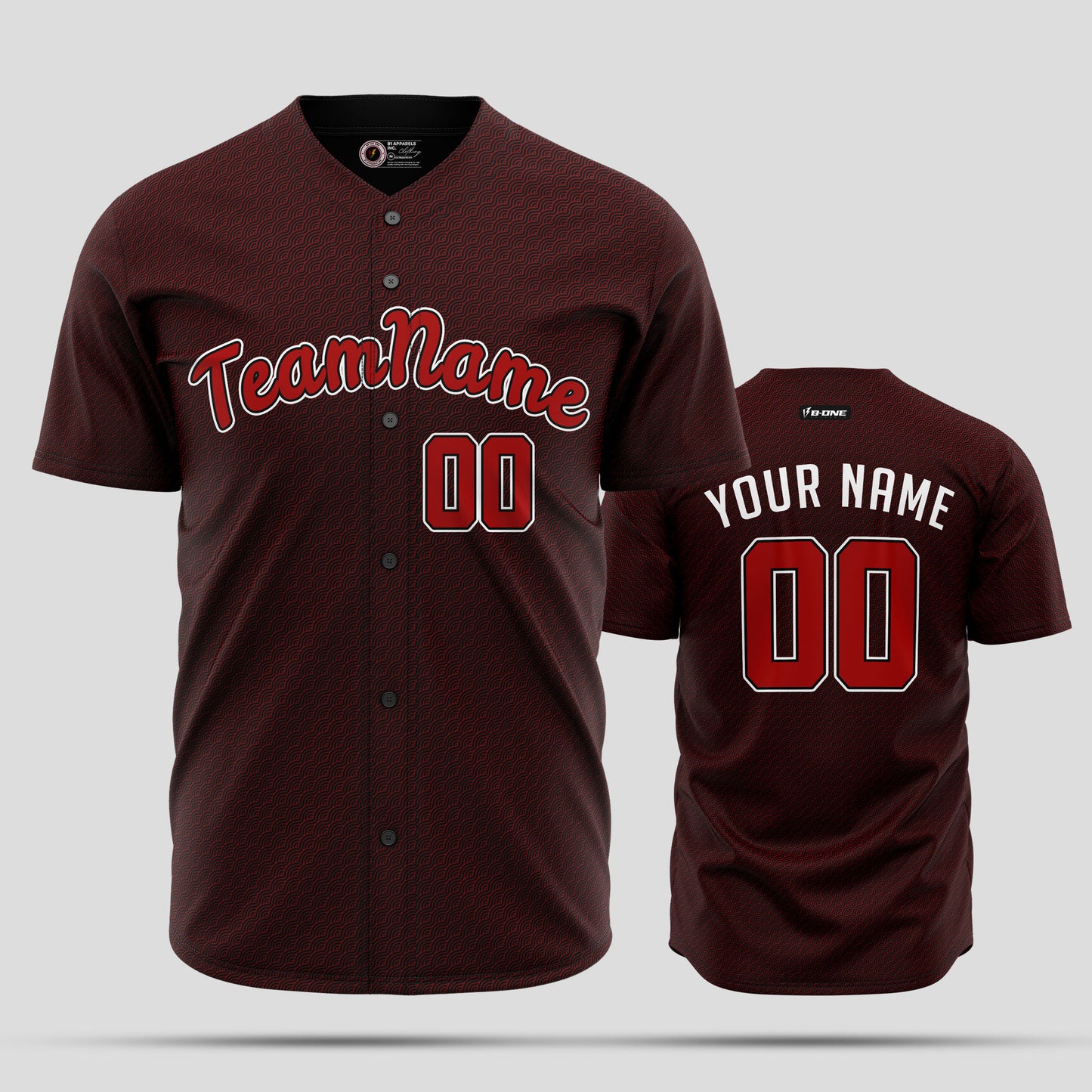 Quality Custom Burgundy Red Pattern Baseball Jersey