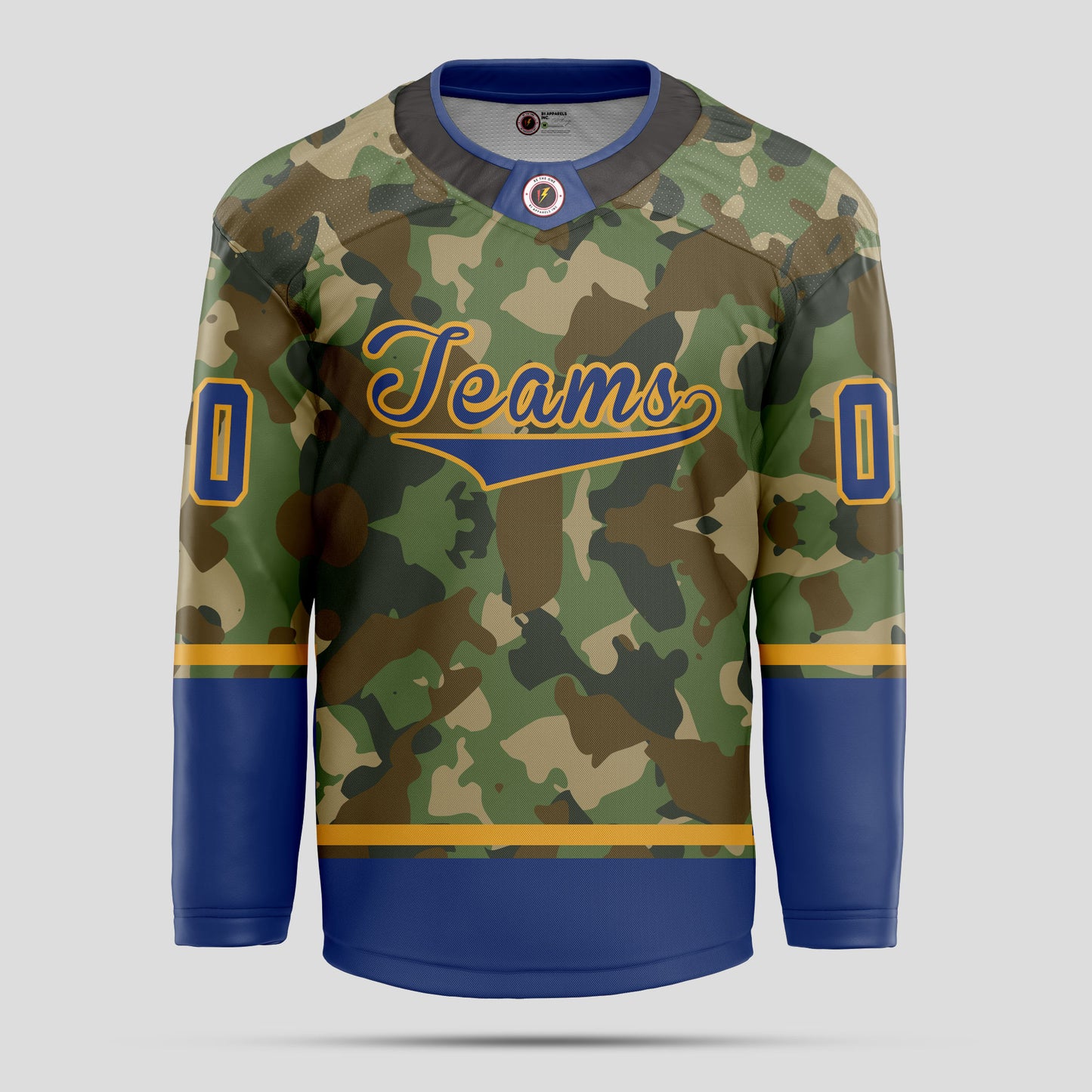 Custom Navy Blue and Gold Camo Hockey Jersey - Premium Quality & Personalized