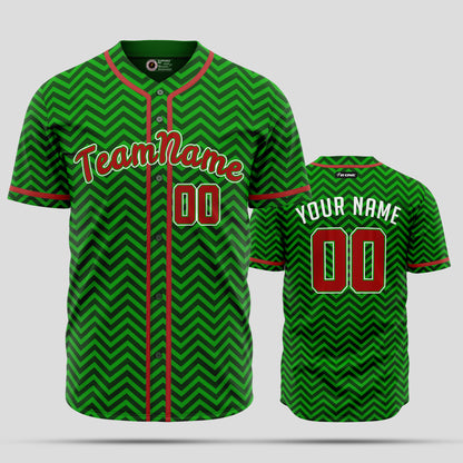 Custom Navy, Green & Red Christmas Baseball Jersey