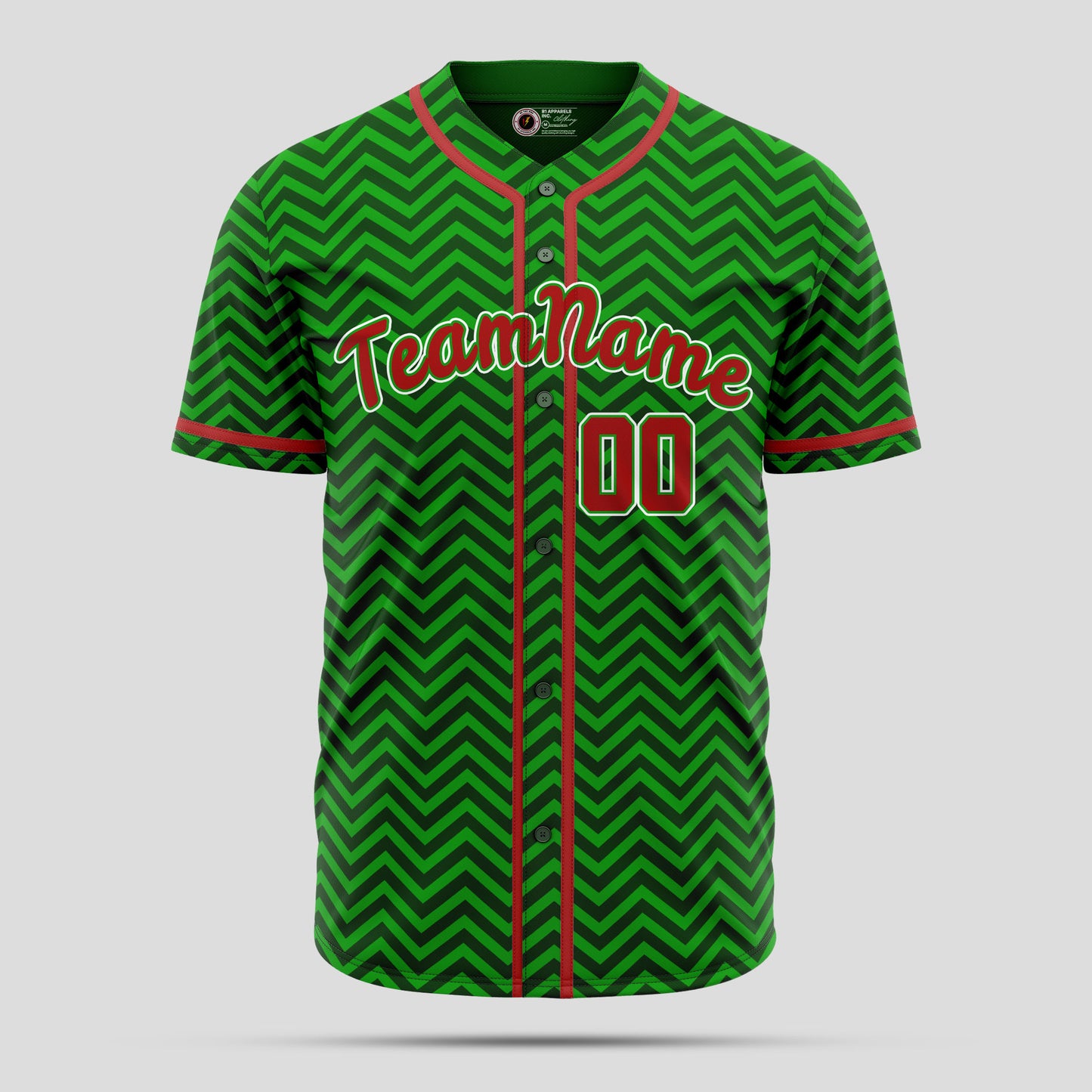 Custom Navy, Green & Red Christmas Baseball Jersey