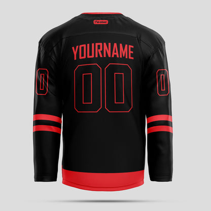 Custom Christmas Red and Black Pattern Ice Hockey Jersey - Premium Quality & Personalized