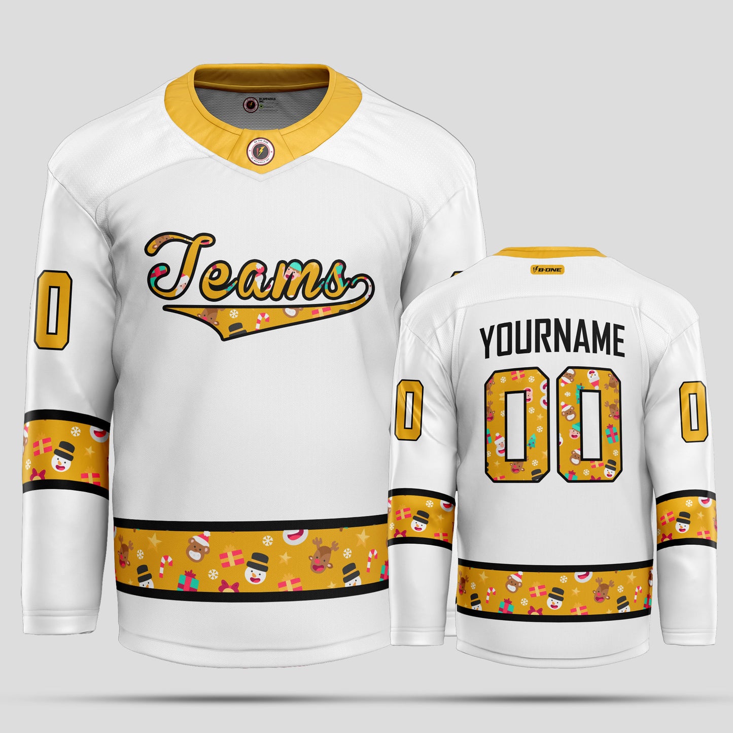 Custom Christmas Yellow and Black Ice Hockey Jersey - Premium Quality & Personalized