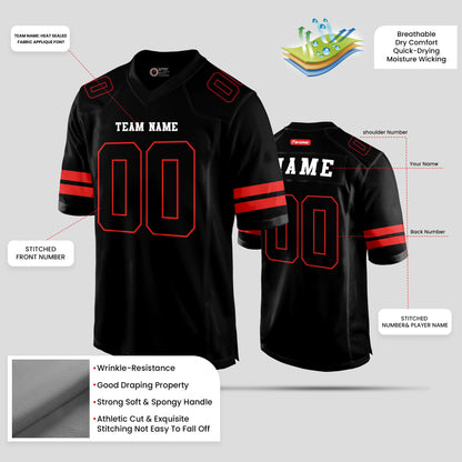 Custom Club Team Black and Red Football Jersey – Premium Team Sportswear